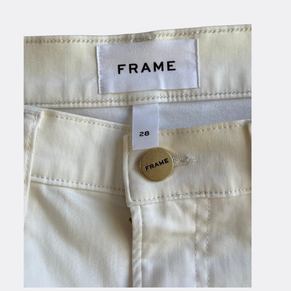 Frame Mini Skirt Women's Size 28 Ivory White Ombre Coated Cotton Blend Zip Fly P - Picture 4 of 4